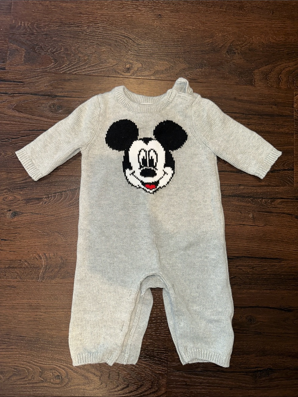 Baby Gap Mickey Mouse Gray Knit Baby One-Piece